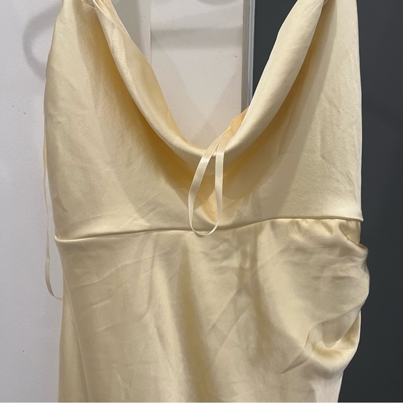 NWT Runaway the Label Maxi Midi Dress Butter Yellow Satin Havanna Cowl Neck sz S - Picture 3 of 10